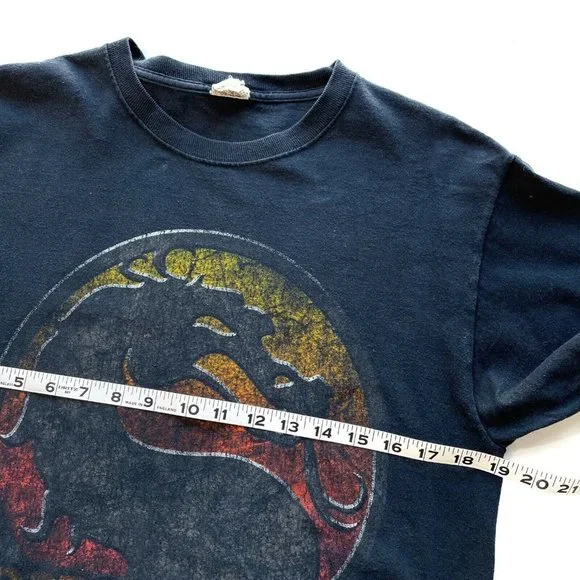 Vintage Mortal Kombat MEDIUM Logo Short Sleeve Cotton TShirt Adult Black Jerzees - Picture 7 of 8